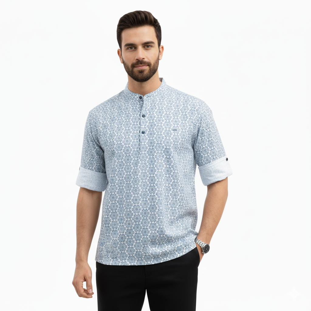 Stylish Blue Printed Short Kurta | Festive Ethnic Wear | Preemierclothes