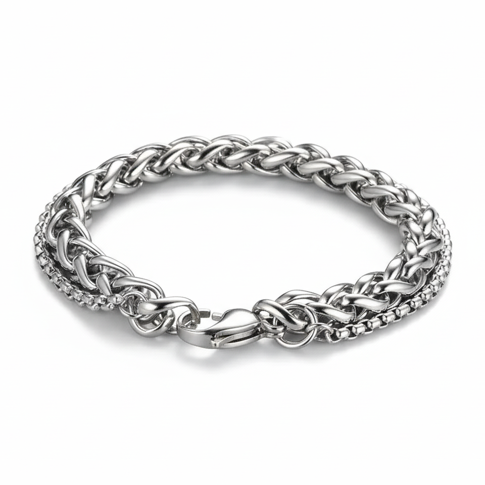 Men’s Stainless Steel Chain Bracelet | Premium Silver Finish | Preemierclothes