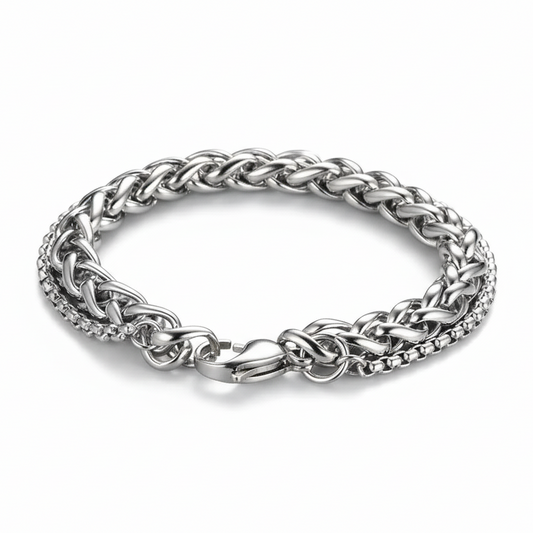 Men’s Stainless Steel Chain Bracelet | Premium Silver Finish | Preemierclothes